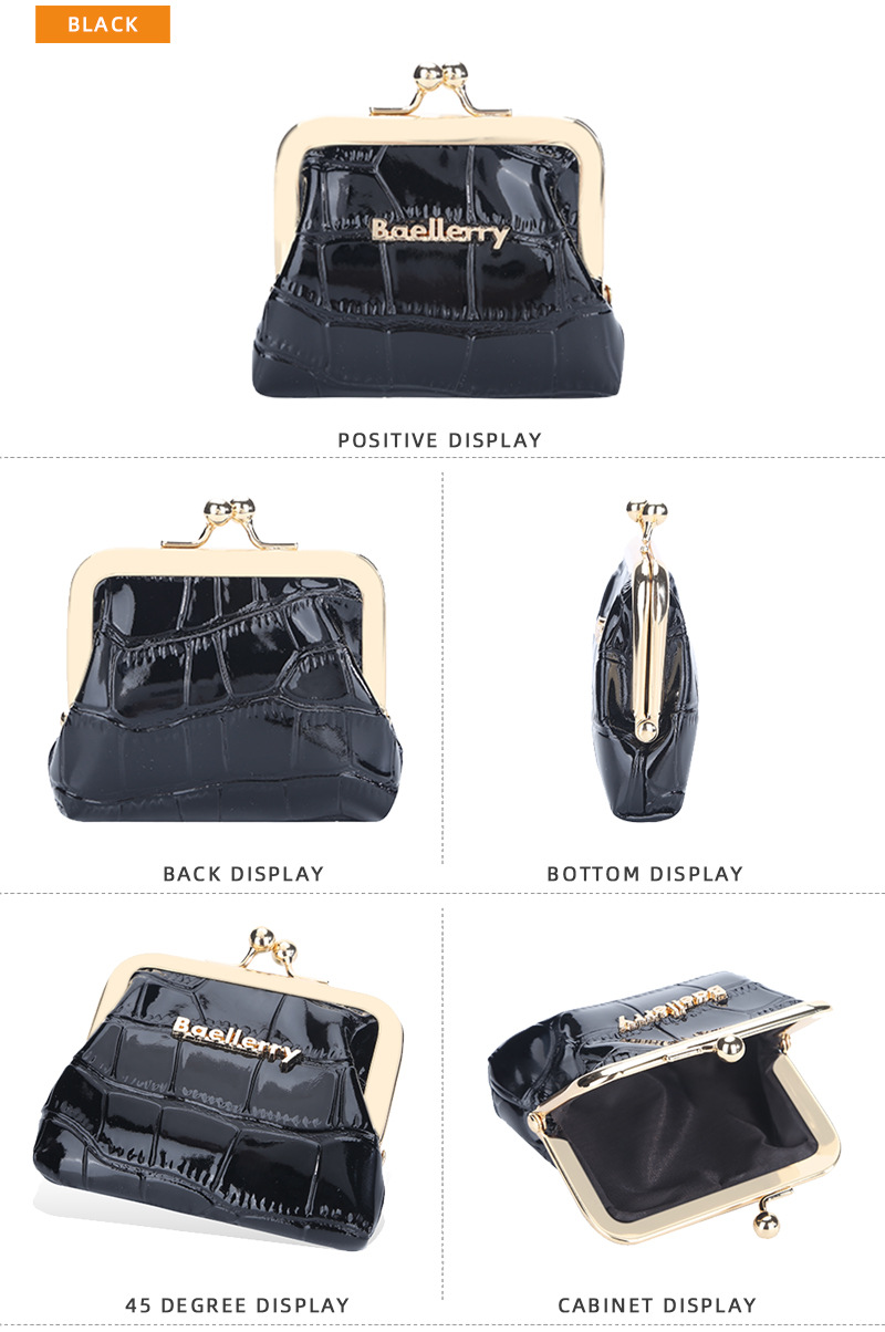 Nuovo modello di coccodrillo borsa moda lucida portafogli in pelle PU borse retrò con clip in metallo per le donne 2024 portamonete_voghion.com