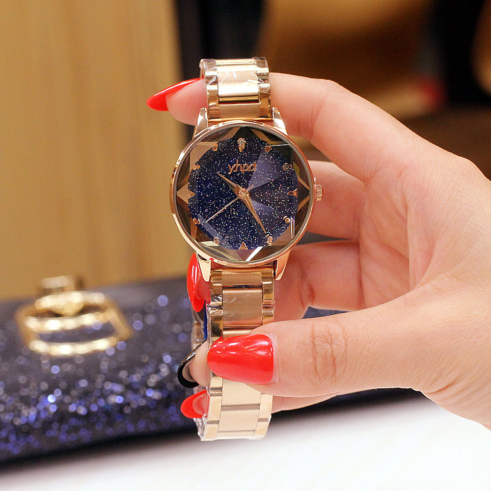 Orologio da marea impermeabile al quarzo con cinturino in acciaio con cielo stellato personalizzato alla moda 2024 delle nuove donne_voghion.com