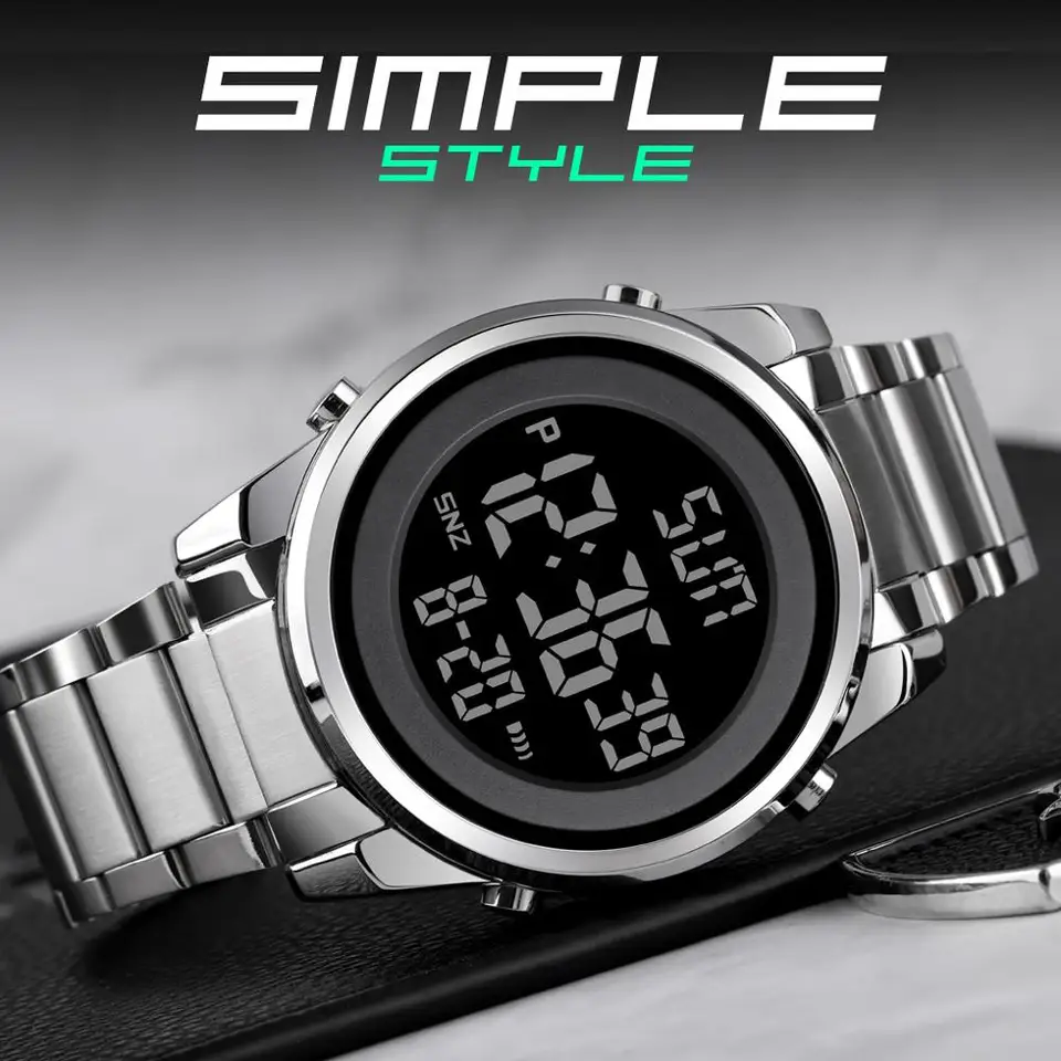 Herren Digital Sportuhr Edelstahl Wasserdicht Armbanduhr_voghion.com