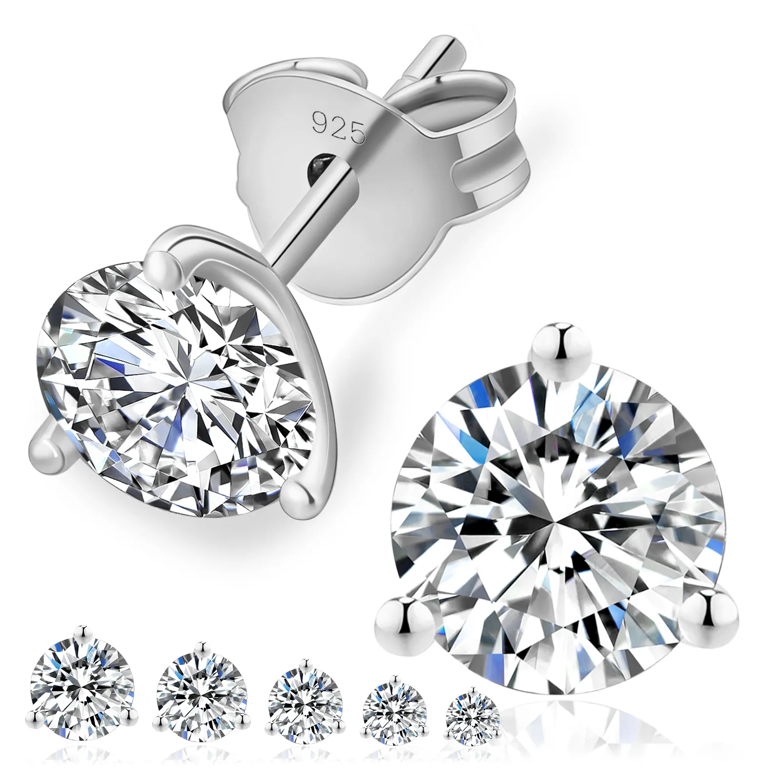 Orecchini a bottone in moissanite per ragazze, in argento Sterling, taglio rotondo, diamanti coltivati in laboratorio, per donne e uomini, placcati in oro bianco._voghion.com