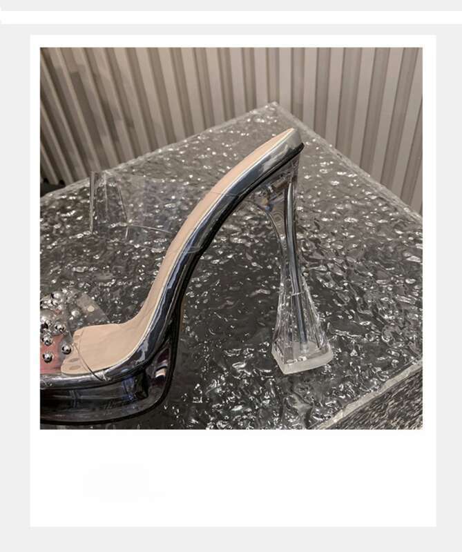 2025 Summer New Pearl Transparent Belt Round Head Waterproof Platform Super High Heel Casual Fashion Sandals_voghion.com