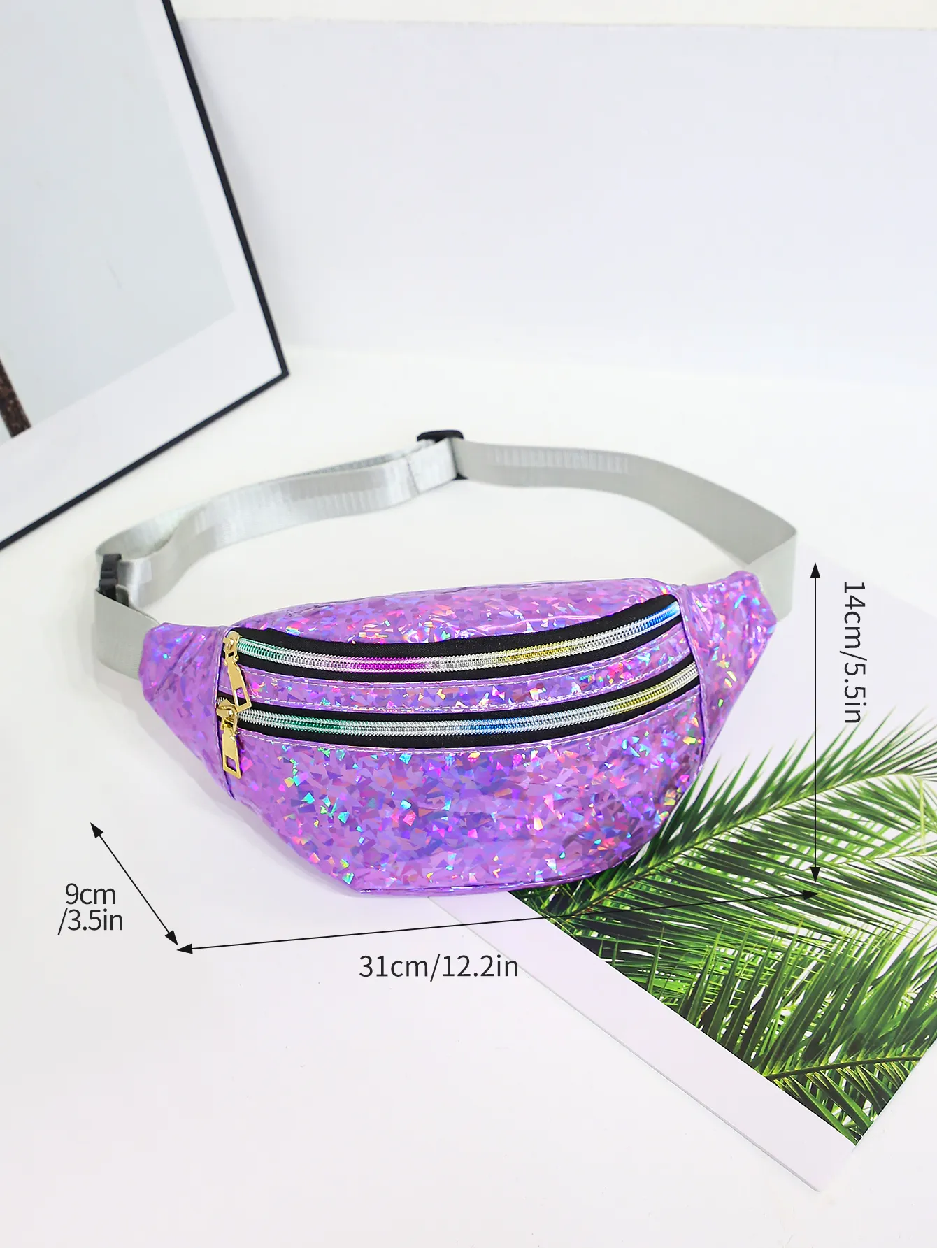Holografische Taschen Damen Sier Fanny Pack Damengürtel Schwarz Geometrische Taillentaschen Laser Brust Telefontasche Bauchtasche_voghion.com