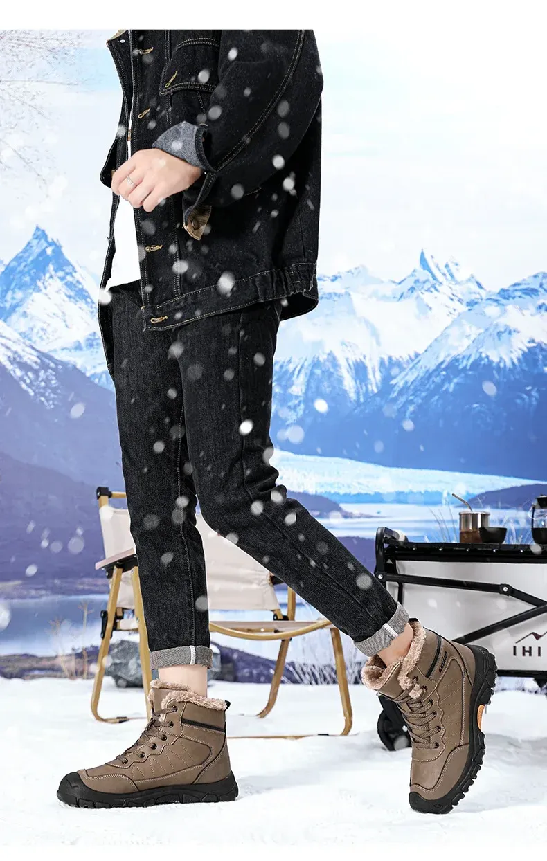 Scarpe casual sportive da uomo, stile retrò, da trekking, alte, in peluche, da campeggio, per le vacanze, da pesca, 2024_voghion.com