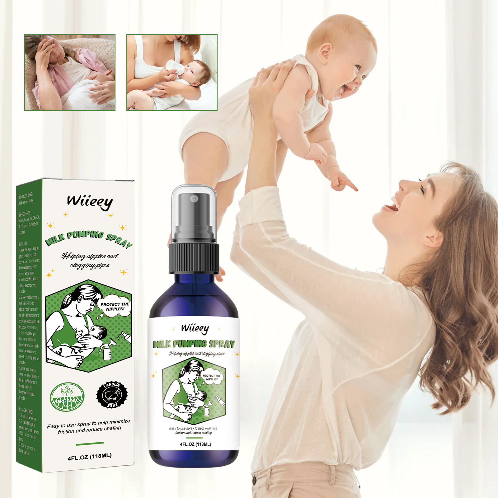 Wiieey soulage les douleurs, répare et hydrate la peau, spray nourrissant pour le soin des seins_voghion.com