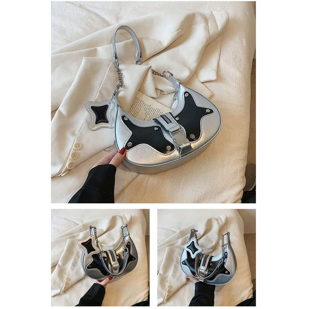 Y2k Shoulder Premium Pu Leather Mixed Color Rivet Fashion Handbag Retro Designer Women's Wallet Street Dressing Bag_voghion.com