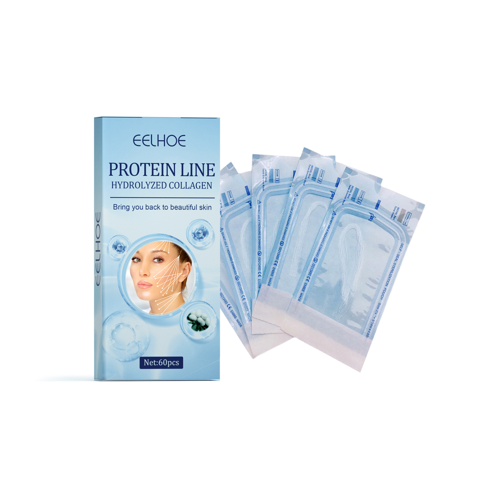 Linha de lifting de proteína EELHOE antirrugas para pele em V, lifting facial, firmeza, relaxamento dos contornos faciais, redução de medidas finas_voghion.com