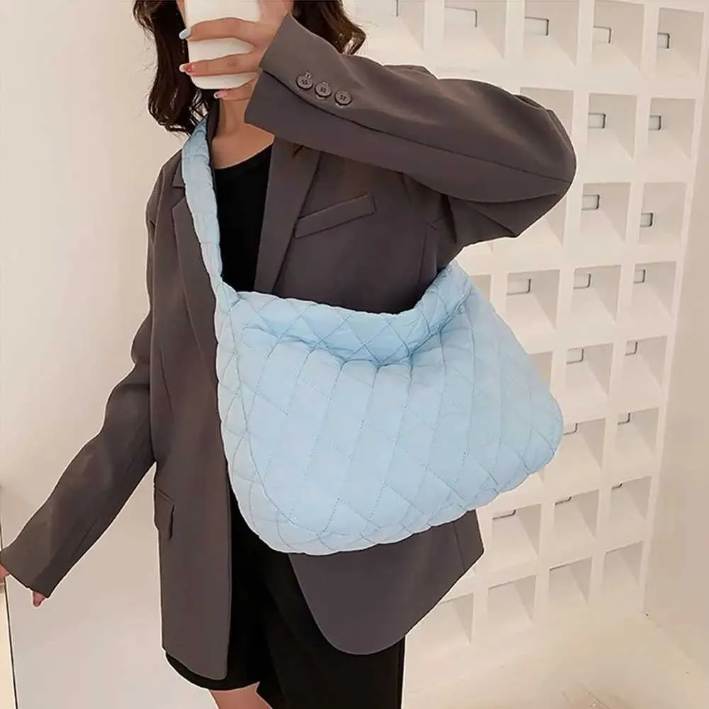 Warme große Kapazität Winter Wärme leichte Daunen Bettwäsche flache Schuhe Handtasche Y241026_voghion.com