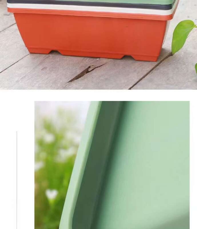 Vaso de resina retangular para plantas, vaso de plantas para plantas, com ranhuras para plantio, para famílias de flores e azevinhos espessos_voghion.com
