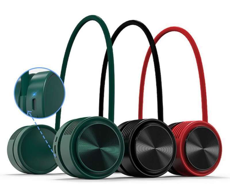 USB Praktischer Mini-Flügelloser wiederaufladbarer kleiner elektrischer Ventilator zum Aufhängen am Hals für tragbare Sportarten_voghion.com