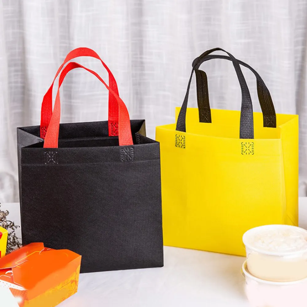 High Quality Foldable Women Reusable Fabric Non-woven Tote Pouch Lunch Eco Bag Grocery Shopping Bags Handbag_voghion.com