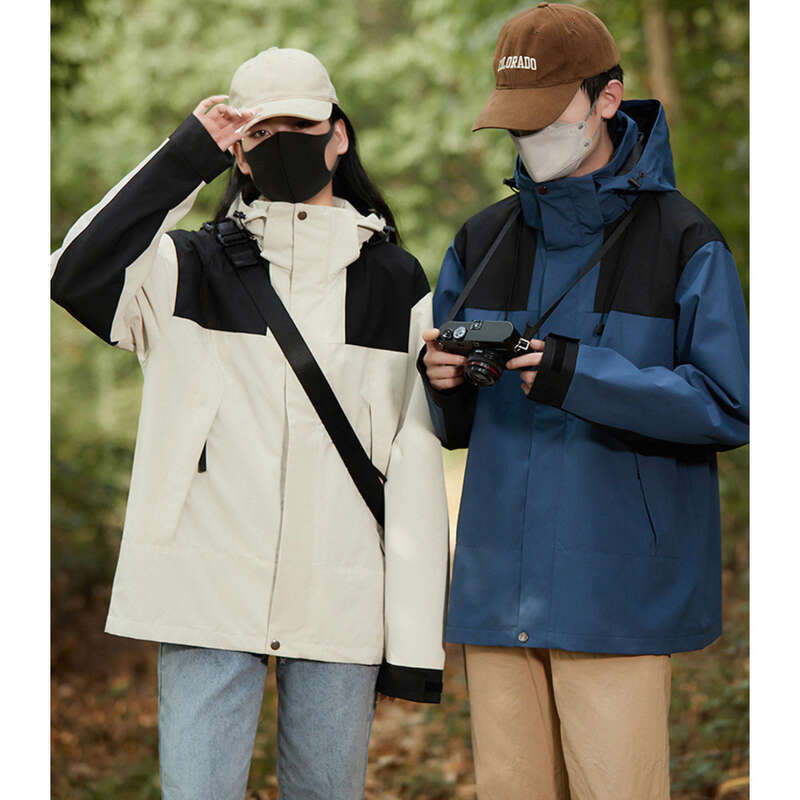 Spring Autumn New Outdoor Splicing Color Contrast For Couples, Windproof, Waterproof, Loose, Thin, Men's And Women's_voghion.com