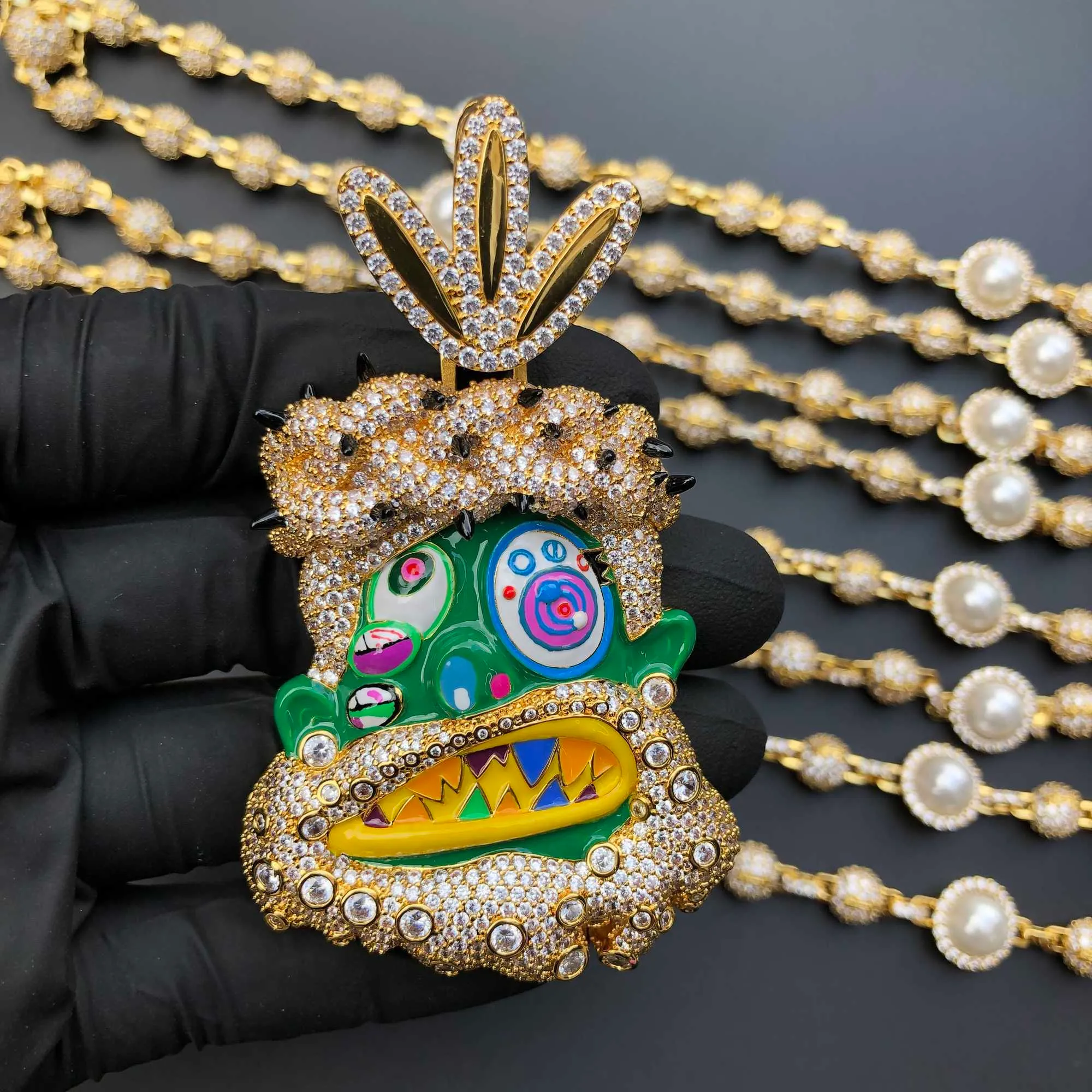 Designer CITIES Schmuck Hiphop Avatar Savage Tribe Sterling Silber Voll Iced Out VVS Moissanite Anhänger_voghion.com