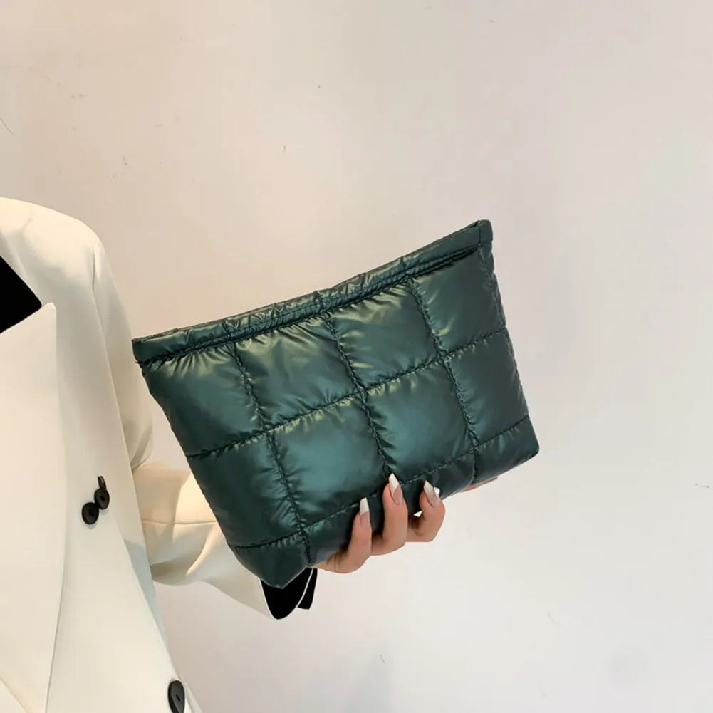 Sac fourre-tout matelassé en coton pour femme, grande capacité, organisateur de maquillage, couleur unie, sacs à main cosmétiques_voghion.com