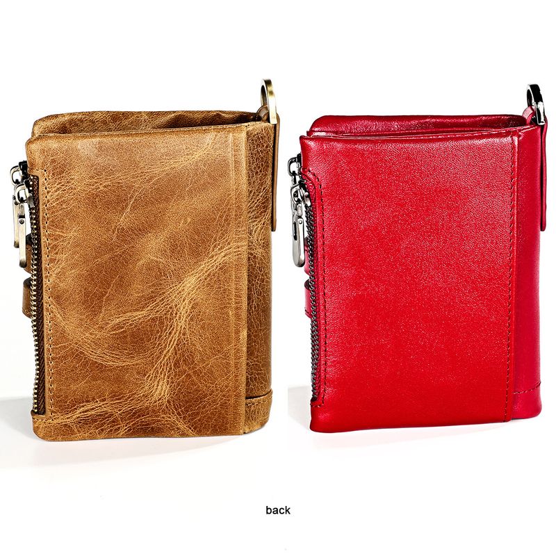 Neue männer echte RFID crazy horse leder zipper frauen retro multifunktionale kurze brieftasche_voghion.com