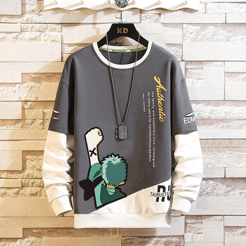 Pullover Herren Dünnes Langarm T-Shirt Trendy Jugend Student Frühling und Herbst Lockeres Rundhals-Unterhemd M-5XL_voghion.com
