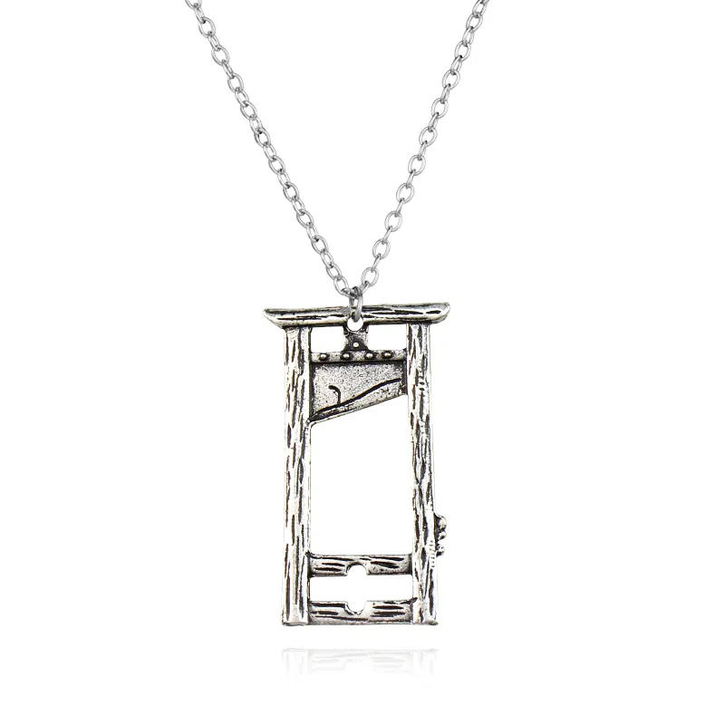 Colliers pendentifs hommes collier guillotine bijoux de style gothique vintage révolution française effrayant Halloween art cadeaux_voghion.com
