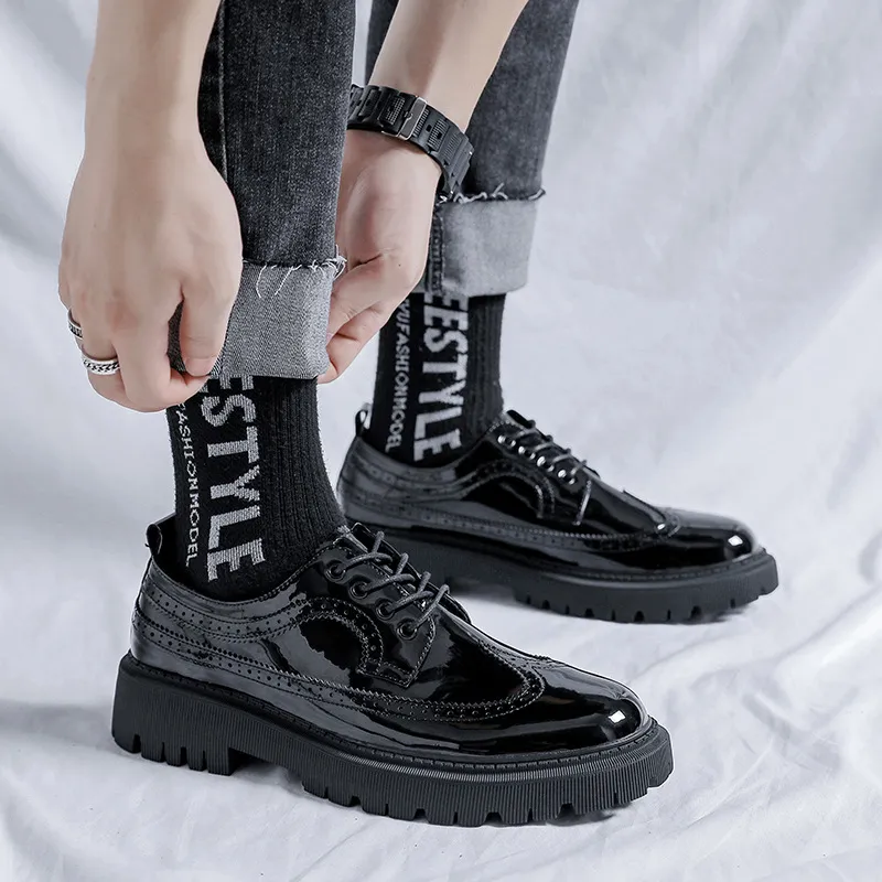 Pantofi sport pentru bărbați, stil business, casual, cu platformă, talpă groasă, piele naturală, stil streetwear, stil vintage, rochie de petrecere și nuntă_voghion.com