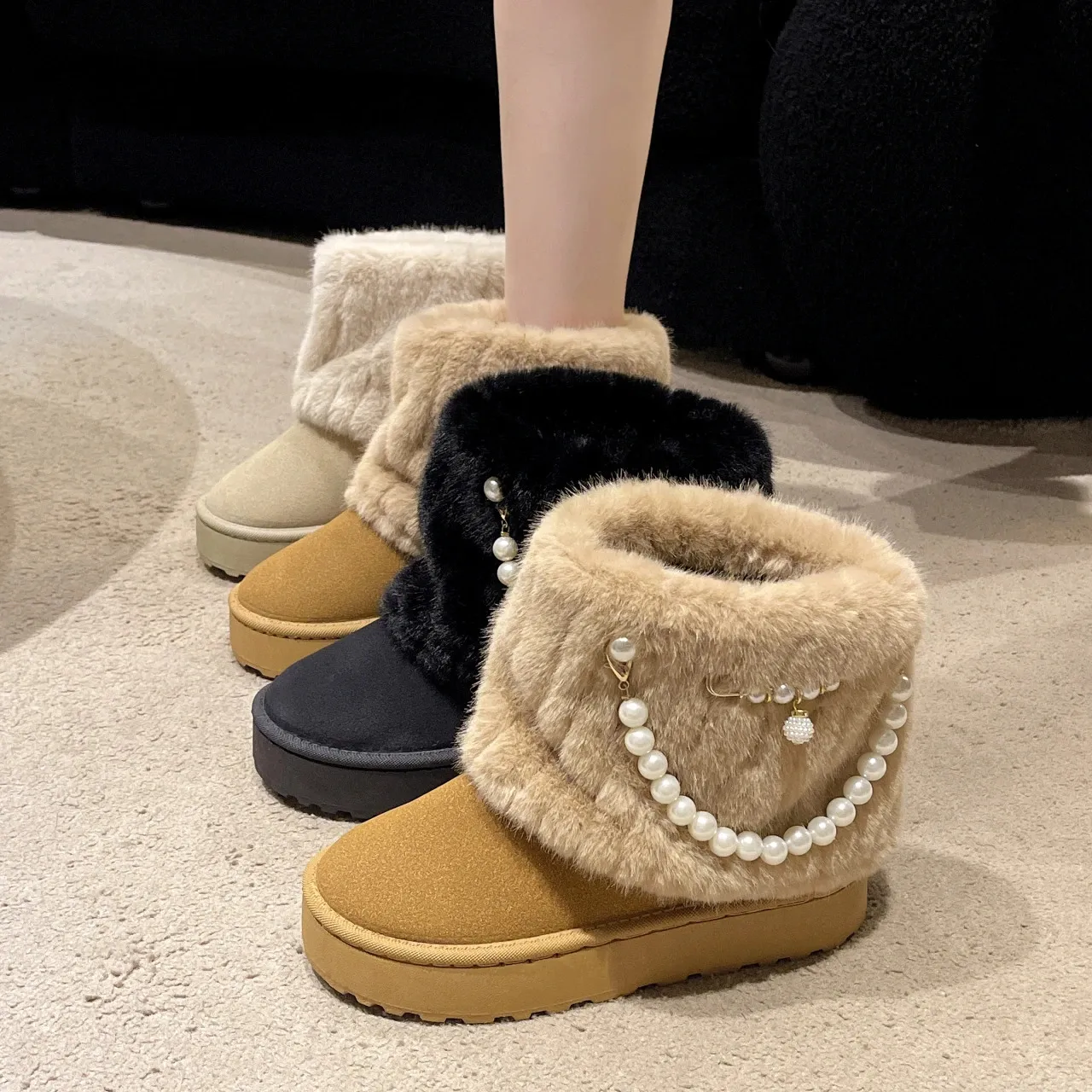 Women's Plush Platform Snow Boots Warm Fashion Winter Footwear_voghion.com