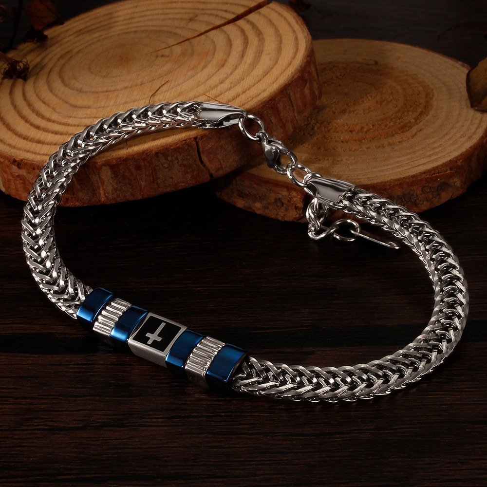 Kreuz Titan Stahl Armband für Männer_voghion.com