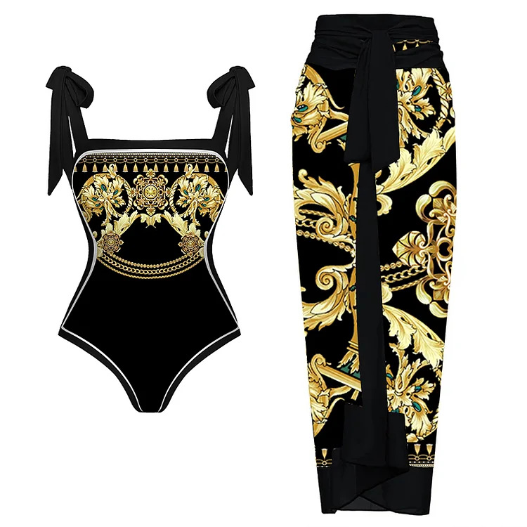 nouveau maillot de bain une pièce imprimé rétro double face
