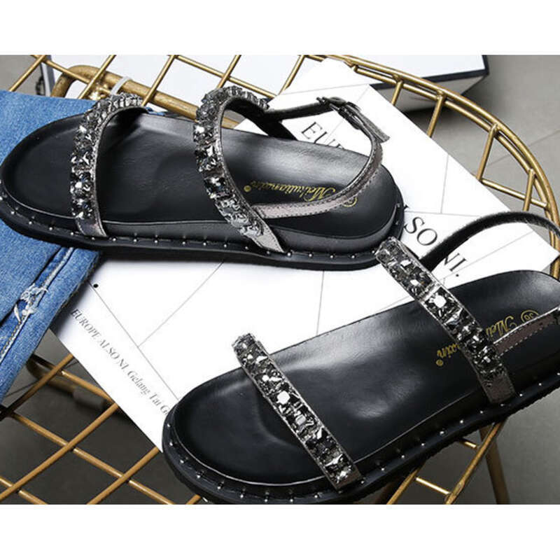 Chaussures de plage plates et décontractées pour femmes, bout ouvert, semelle épaisse, boucle unique, été 2025_voghion.com