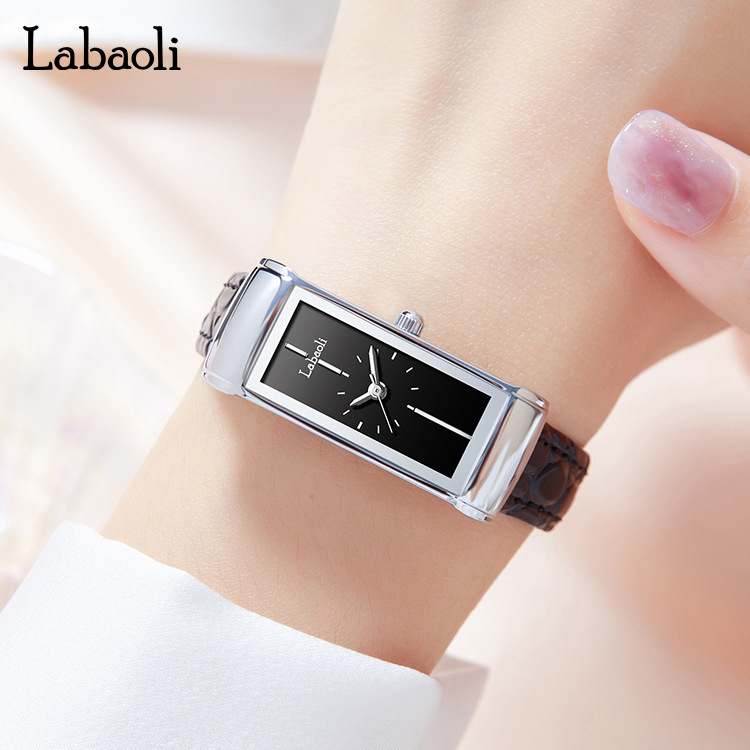 Relógio de quartzo feminino quadrado elegante e simples da marca Labaoli_voghion.com