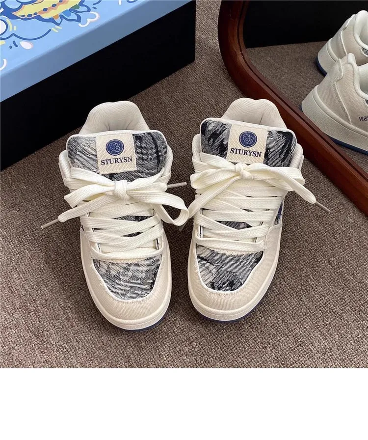 Denim Design, Bread Shoes, Women's Instagram Trend, 2024 Autumn New Versatile Casual Board Shoes_voghion.com