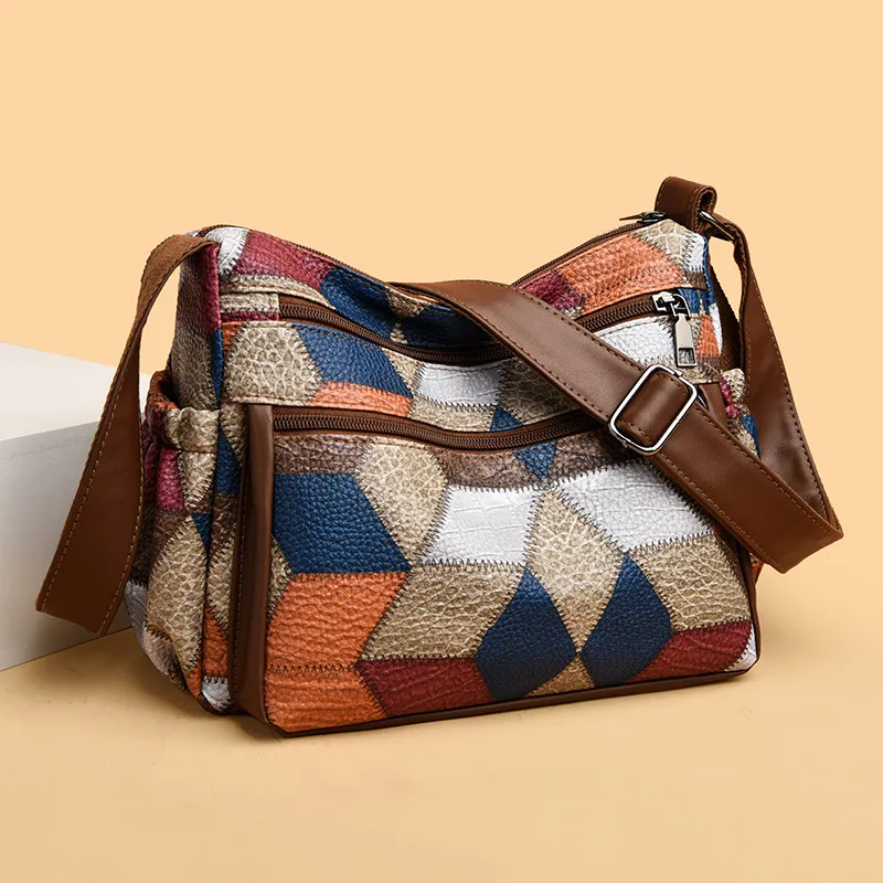 Borsa a tracolla da donna in pelle PU, borsa da donna di alta qualità, patchwork, stile nazionale, borsa a tracolla da donna_voghion.com