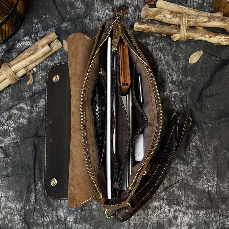Vintage Crazy Horse Aktentaschen Laptop Büro Für Männer Abdeckung Messenger herren Leder Tasche Computer Taschen_voghion.com