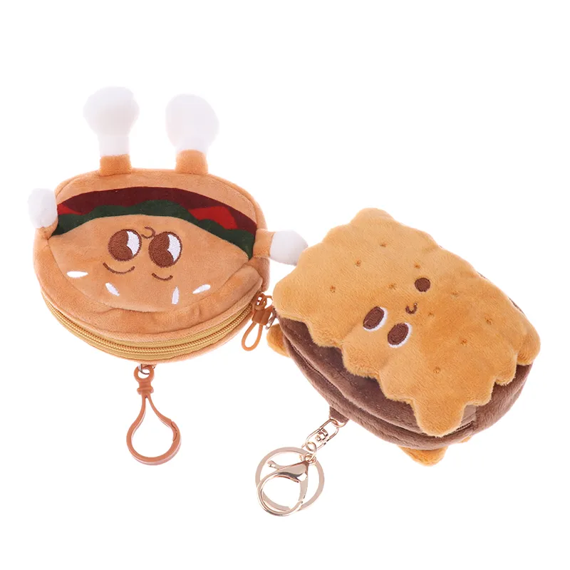 Cute Hamburger Biscuit Coin Purse Plush Cake Headphone Organizer B Keys Cards Store Bs Kids Birthday Gifts_voghion.com