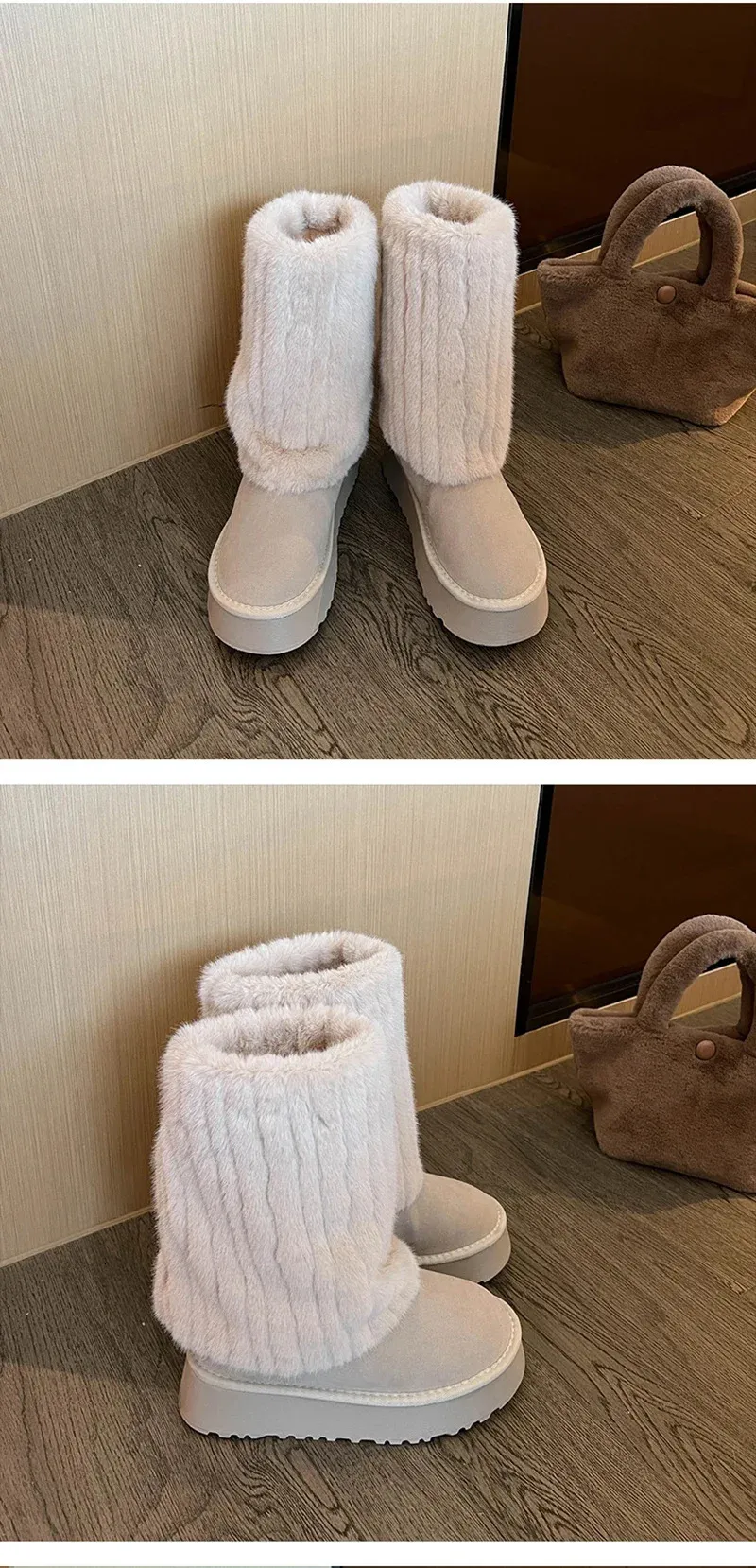 Cizme de iarnă cu platformă, călduroase, la modă, cu alunecare, Largas, pentru femei, confortabile, pentru exterior, din bumbac, 241022_voghion.com