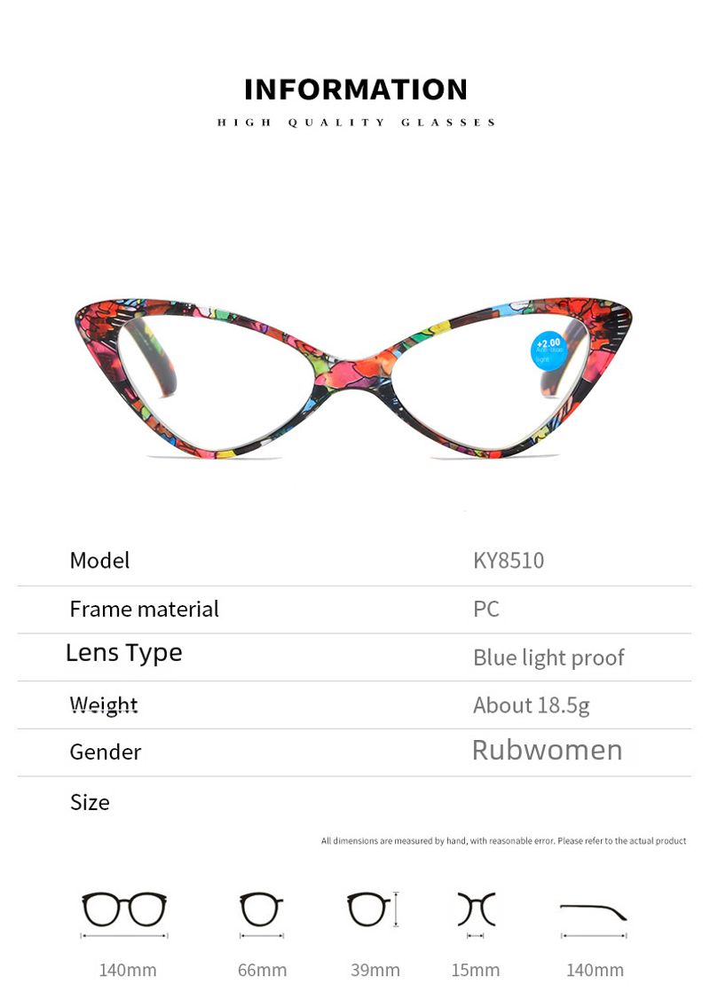 Kaiya Anti-blue Printed New Fashion Trend Women's Old Light Mirror Frame Manufacturers Wholesale Reading Glasses_voghion.com