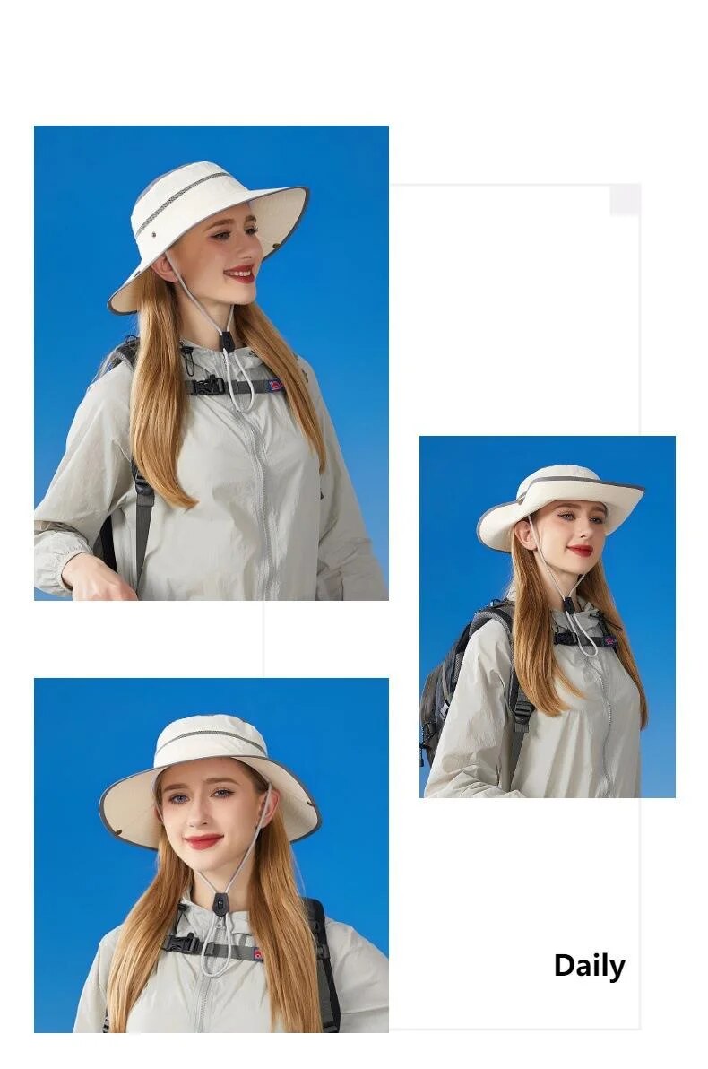 New Large Brimmed Waterproof Outdoor Hat for Men and Women, Suitable for Casual Mountaineering, Sun Protection, Face Covering, Fishing Hat_voghion.com