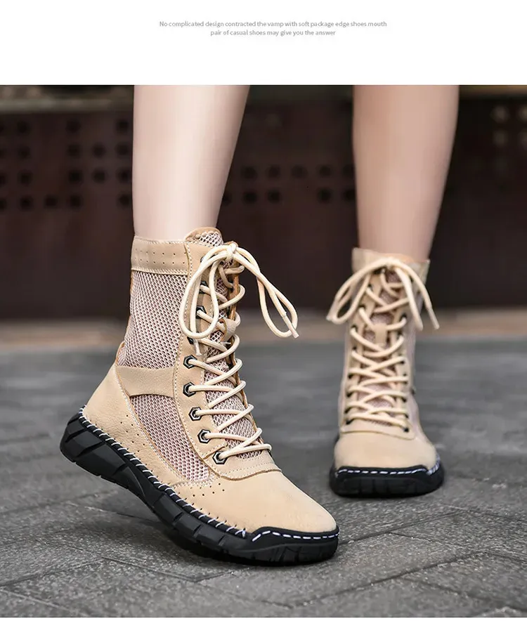 Bottines d'été en maille pour femme, chaussures montantes, respirantes, roses, tendance, décontractées, grande taille 48, 250530_voghion.com