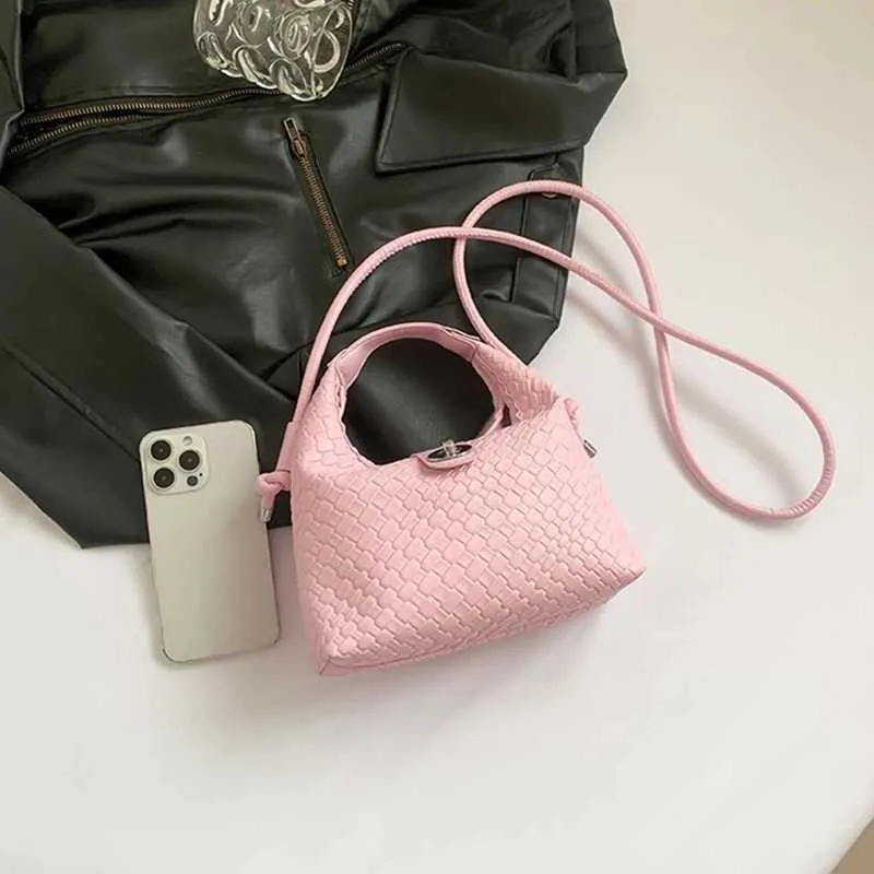 Elegante Geflochtene Pu-leder-eimerhandtasche Als Umhängetasche_voghion.com
