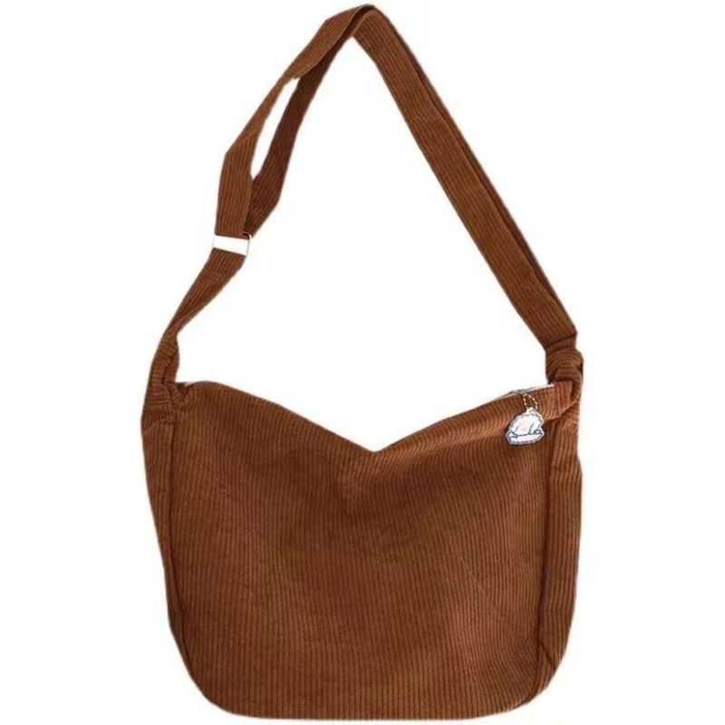 Einfarbig Cord Umhängetasche Mode Koreanische Casual Schulter Tasche Große Kapazität Lazy Style Handtasche Frauen_voghion.com