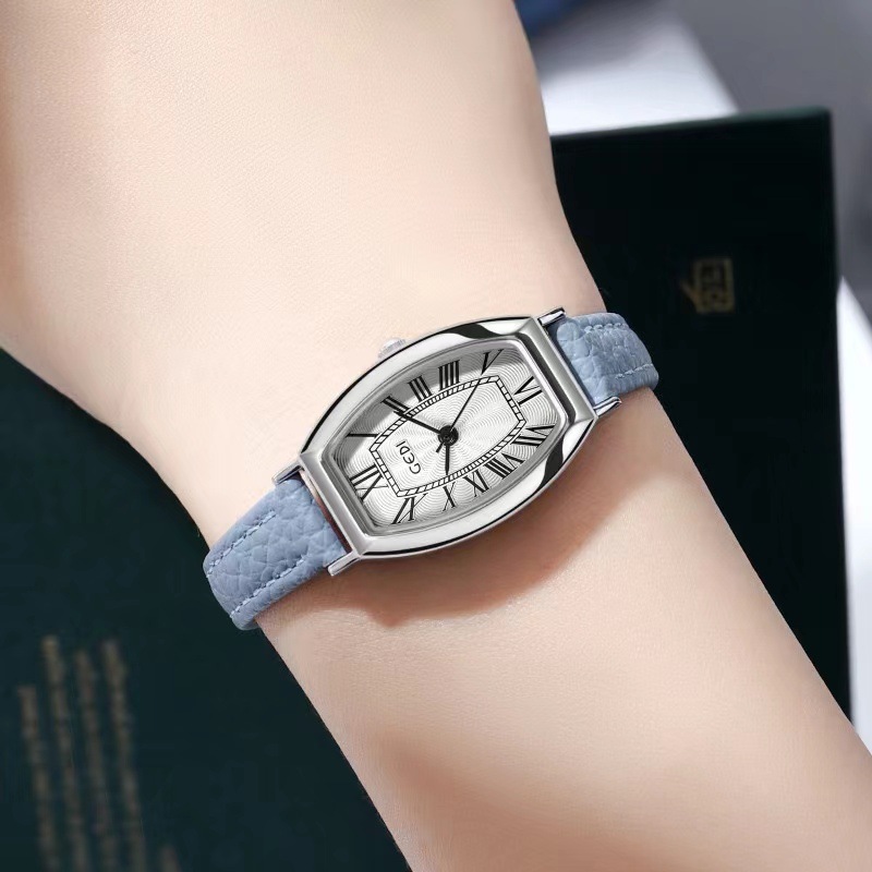 Gedi's New Roman Graduated Wine Barrel Shell per Studentesse, Orologio al Quarzo con Cintura di Lusso Piccolo e Leggero（_voghion.com