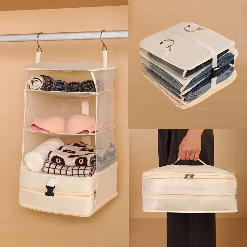 Hanging Wardrobe Organizer Foldable Closet Storage Shelves Bag_voghion.com