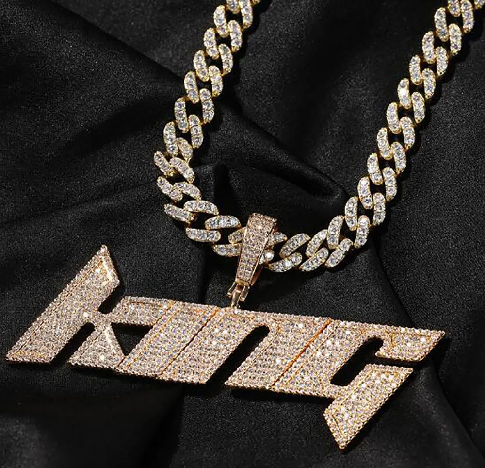 Custom Name Pendant Necklace For Men Women Iced Out Prong Setting Intitial Letter Diy Personalized Charms Trap Rapper_voghion.com