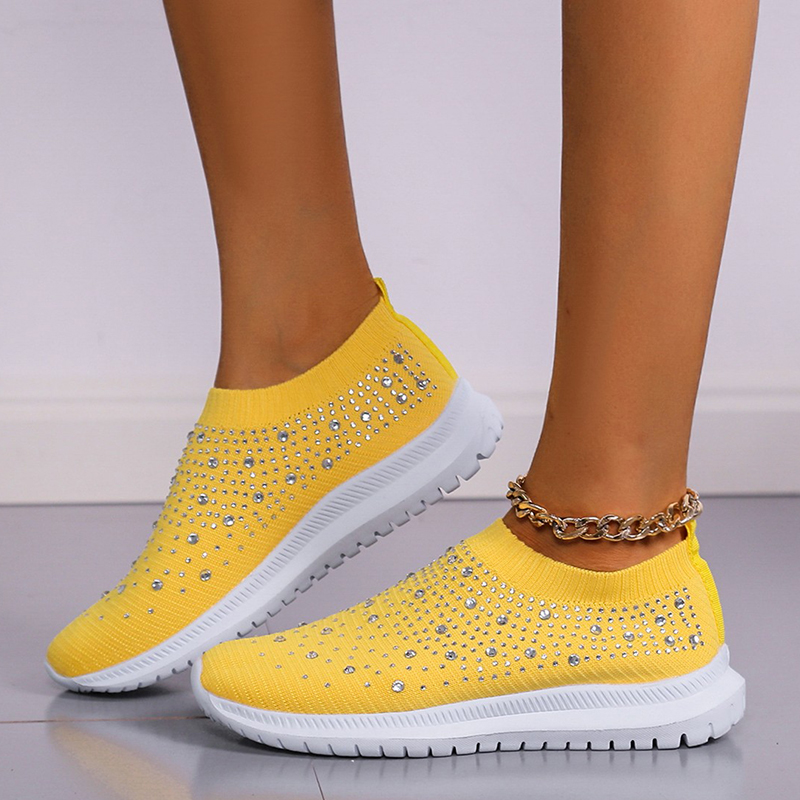 Sneakers donna in mesh con cristalli e suola morbida bianchi_voghion.com