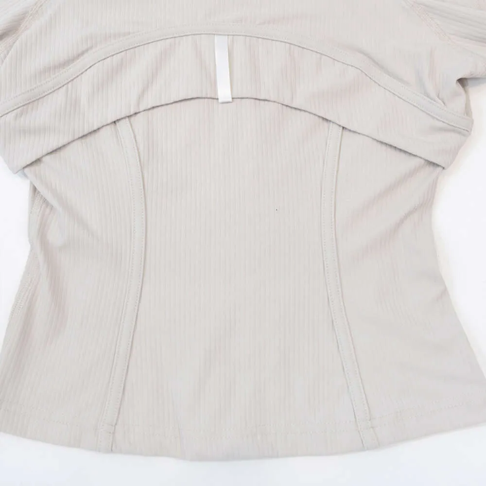 Yoga Cropped Define Coat Long Sleeve Shirt Rib Short Womens Tight Thin Jacket Breathable Cardigan Sportswear Summer_voghion.com
