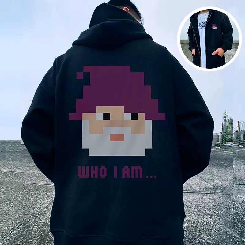 Americký oversized kardigan, mikina s kapucí, Instagram, trendy pánské oblečení s oversized kapucí, podzimní a zimní šedá_voghion.com