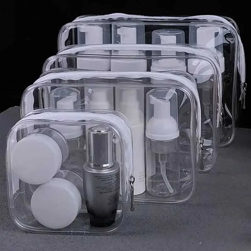 Geantă de depozitare transparentă impermeabilă din PVC, mică, transparentă, pentru machiaj, portabilă, pentru călătorie, pentru curățarea toaletei, Y241023_voghion.com
