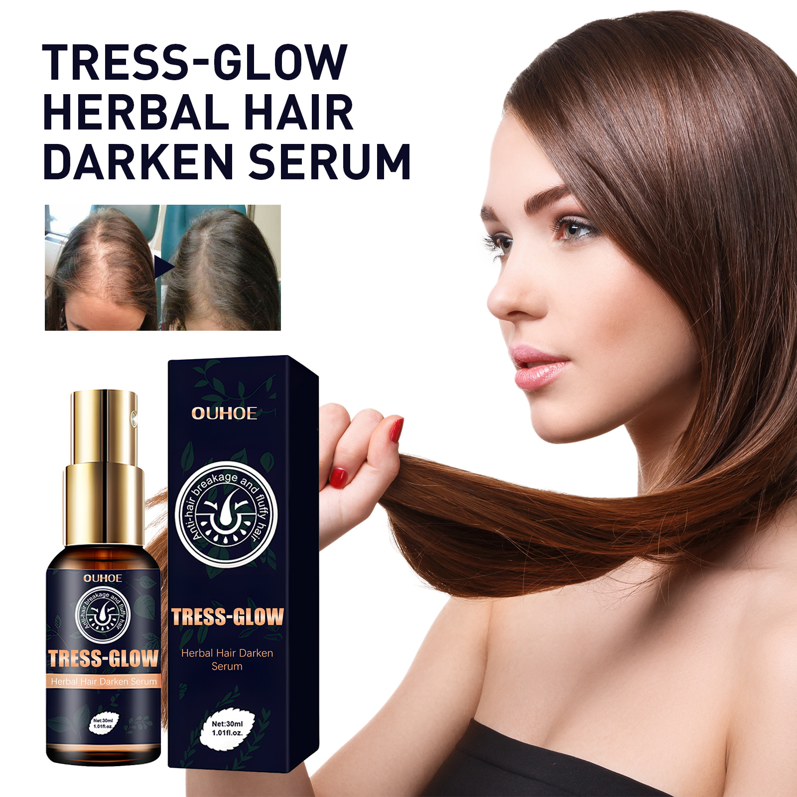 OUHOE Massaggio alle erbe Idratante Radice dei capelli del cuoio capelluto Resistente e morbida Essenza per la cura della barba densa_voghion.com