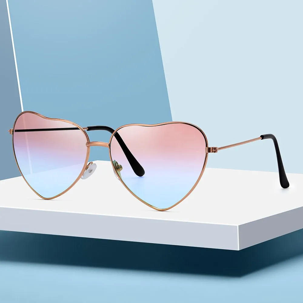 Hjärtformade solglasögon för herr gradient glas metallbåge retro_voghion.com