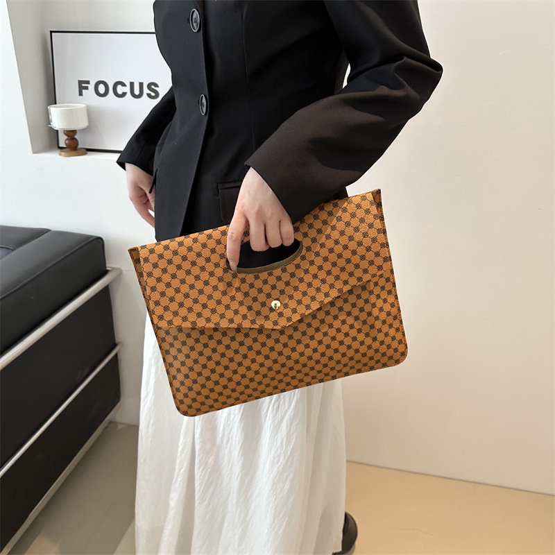 Envelope bag, women's bag, plaid key bag, large capacity envelope bag, casual business Han Chao handbag_voghion.com