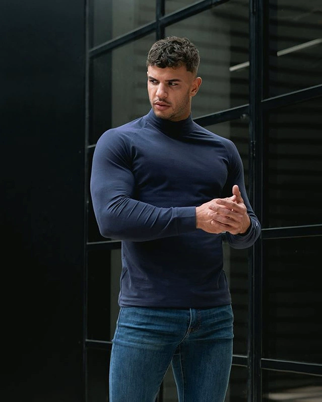 Efterårs- og vintersport Langærmede Mænd Løs Hurtigtørrende T Løbe Basketball Træning Elastisk Bodyfitting Fitness Tøj_voghion.com