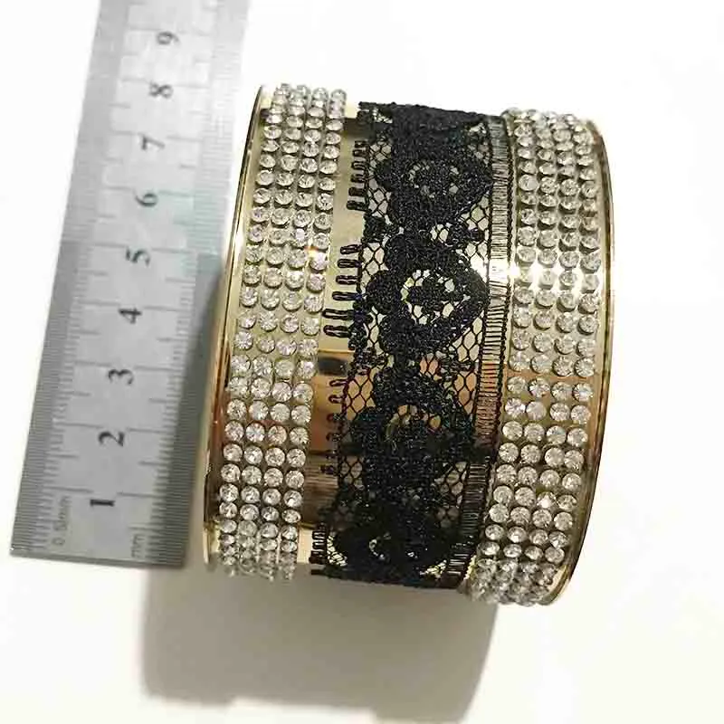 Armring Gotisk Spets & Strassinlägg Öppen Manschett Guldfärgad Metall Breda Armband För Damer Modesmycken_voghion.com