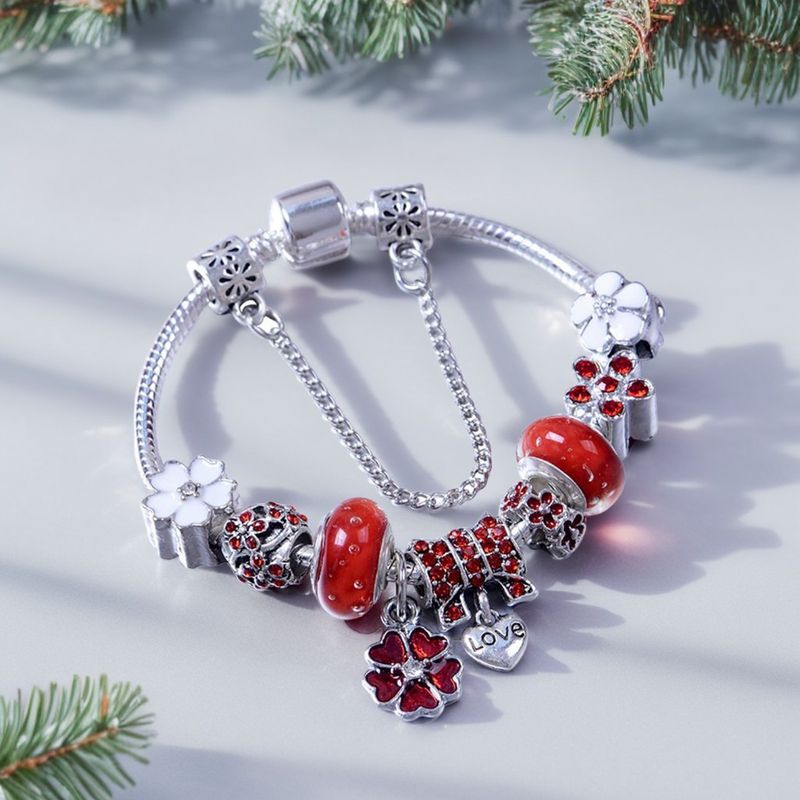 Bracciale charm in acciaio inossidabile con perline smaltate_voghion.com