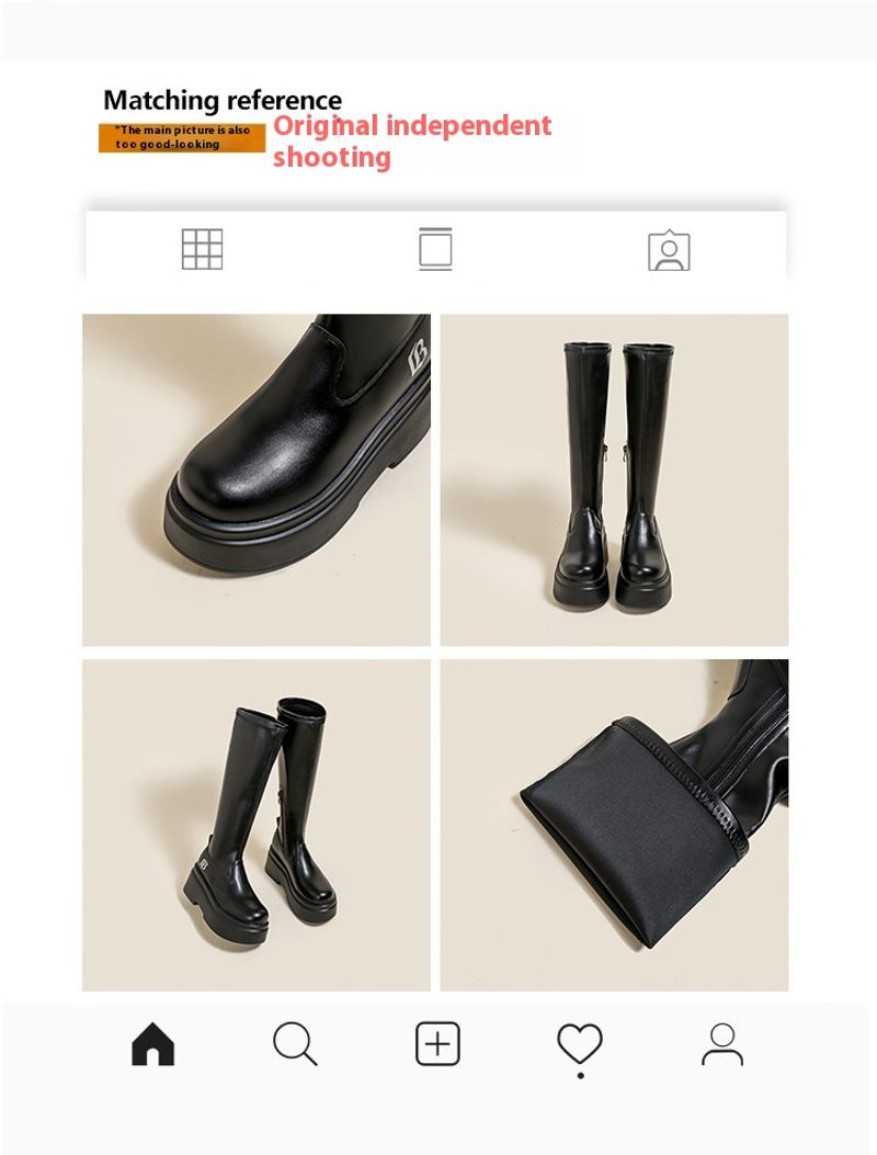 Dikke mm lang voor dames, elastische smalle grote taille hoge buis ridderlaarzen, dikke been oversized dameslaarzen_voghion.com